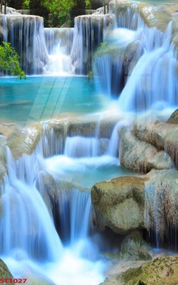 File tranh Tranh sơn thủy thác nước phong thủy ST1027 (gốc) chủ đề trẻ em