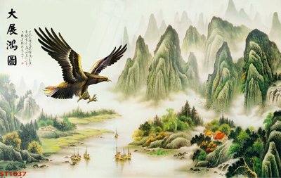 Tải file gốc Tranh sơn thủy thác nước phong thủy ST1037 (in khổ lớn) không mờ