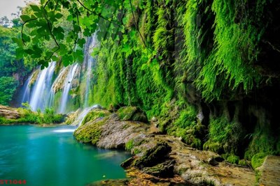 File PSD Tranh sơn thủy thác nước phong thủy ST1044 (bản gốc) đã tách nền