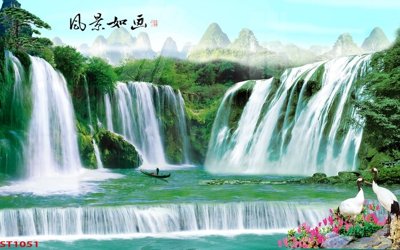 Tải file gốc Tranh sơn thủy thác nước phong thủy ST1051 (bản PSD) đầy đủ layer