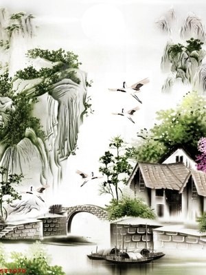 Tải file Tranh sơn thủy thác nước phong thủy ST1079 (gốc) in nhanh