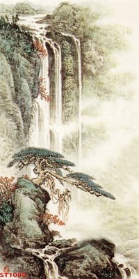 File ảnh Tranh sơn thủy thác nước phong thủy ST1080 (gốc) in poster