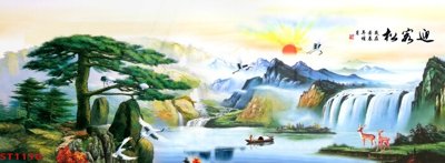 File tranh Tranh sơn thủy thác nước phong thủy ST1110 (bản gốc) treo quán cafe