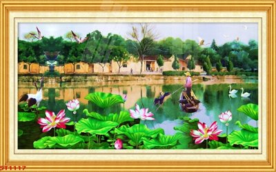 File in ấn Tranh sơn thủy thác nước phong thủy ST1117 chuyên nghiệp