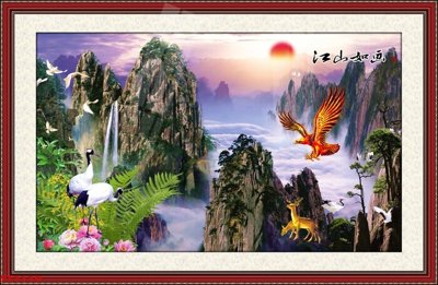 File gốc Tranh sơn thủy thác nước phong thủy ST1119 (thiết kế) cho in ấn