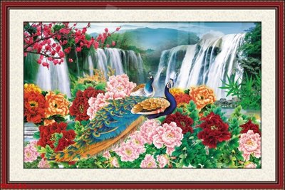 File in ấn cao cấp Tranh sơn thủy thác nước phong thủy ST1124 (file gốc)