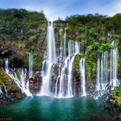 File gốc Tranh sơn thủy thác nước phong thủy ST1223 (PNG) chất lượng cao