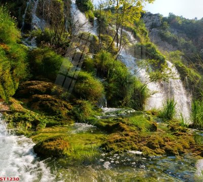 File in mica Tranh sơn thủy thác nước phong thủy ST1230 (bản gốc) làm vách ngăn