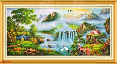 Tải file Tranh sơn thủy thác nước phong thủy ST1241 (ảnh gốc) file AI/EPS