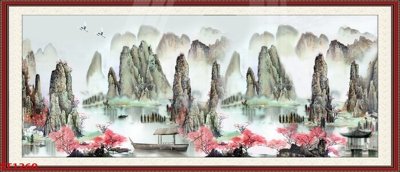 File in ấn Tranh sơn thủy thác nước phong thủy ST1260 (bản gốc) sắc nét