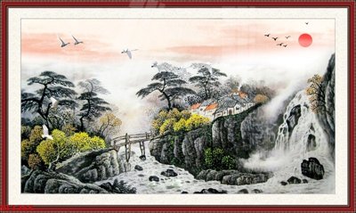 File gốc Tranh sơn thủy thác nước phong thủy ST1265 (PNG) trong suốt (transparent)