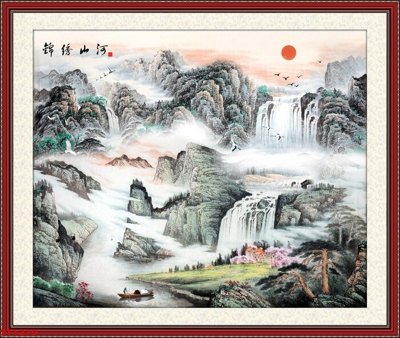 File gốc Tranh sơn thủy thác nước phong thủy ST1270 (in mica) cắt laser