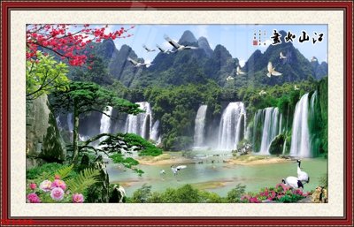 Tải file gốc Tranh sơn thủy thác nước phong thủy ST1298 (bản PSD) chỉnh sửa được