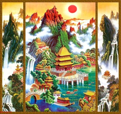 Download file Tranh sơn thủy thác nước phong thủy ST1311 (gốc) cho xưởng in