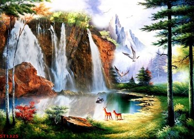 File gốc Tranh sơn thủy thác nước phong thủy ST1325 (dành cho quảng cáo)