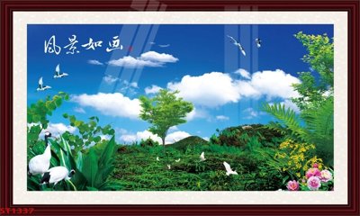 File gốc Tranh sơn thủy thác nước phong thủy ST1337 (dành cho quảng cáo)