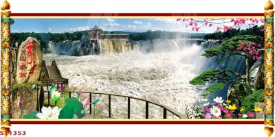 File gốc Tranh sơn thủy thác nước phong thủy ST1353 (PNG) chất lượng cao
