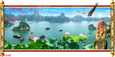 Tải file Tranh sơn thủy thác nước phong thủy ST1355 (PSD) cho in tranh kính