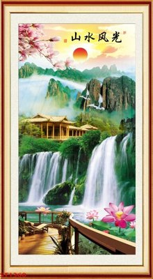 Tải về file tranh gốc Tranh sơn thủy thác nước phong thủy ST1360 (để in quảng cáo)