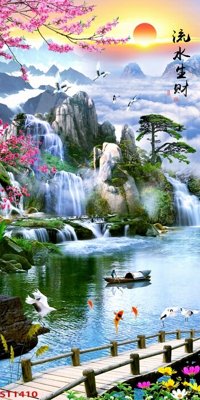Tải file Tranh sơn thủy thác nước phong thủy ST1410 (gốc) làm file tranh quảng cáo