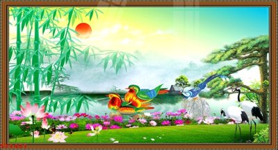 File gốc Tranh sơn thủy thác nước phong thủy ST1451 (in 3D) cho trang trí