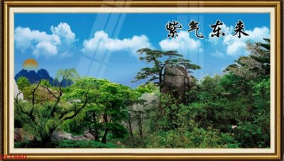 File PSD in ấn Tranh sơn thủy thác nước phong thủy ST1460 (chất lượng cao)