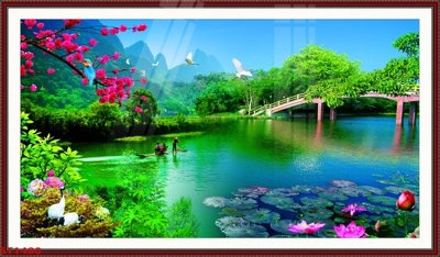 Download file gốc Tranh sơn thủy thác nước phong thủy ST1480 (độ nét cao)