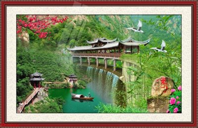 File in trần Tranh sơn thủy thác nước phong thủy ST1502 (bản gốc) 5D