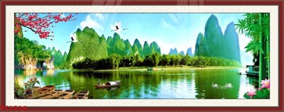 File tranh Tranh sơn thủy thác nước phong thủy ST1516 (ảnh gốc) chi tiết rõ ràng