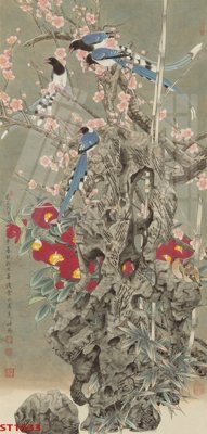 Tải file Tranh sơn thủy thác nước phong thủy ST1533 (gốc) chủ đề hoa sen