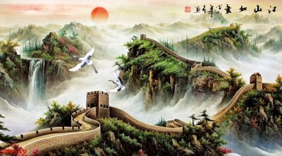 File in mica Tranh sơn thủy thác nước phong thủy ST1549 (ảnh gốc) đẹp