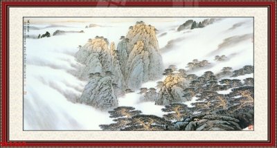 Download file gốc Tranh sơn thủy thác nước phong thủy ST1565 (in lụa) tranh 3D