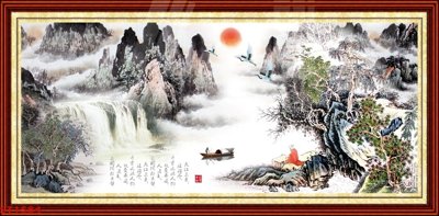 Cung cấp file tranh gốc Tranh sơn thủy thác nước phong thủy ST1584 độc quyền