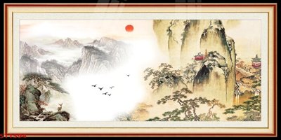 File tranh Tranh sơn thủy thác nước phong thủy ST1594 (bản gốc) in lụa 3D