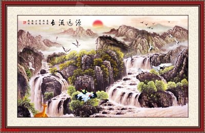 File tranh gốc Tranh sơn thủy thác nước phong thủy ST1606 (bản đẹp) độc quyền