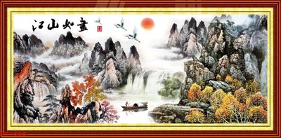 File tranh Tranh sơn thủy thác nước phong thủy ST1608 (bản gốc) in canvas