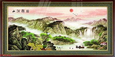 File PSD Tranh sơn thủy thác nước phong thủy ST1619 (bản gốc) độ phân giải cao