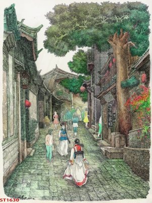 File in ấn chuyên nghiệp Tranh sơn thủy thác nước phong thủy ST1630 (file gốc)