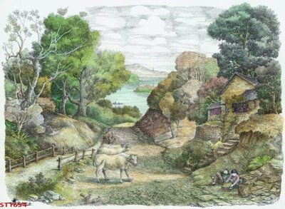 Download file Tranh sơn thủy thác nước phong thủy ST1634 (chất lượng in ấn)