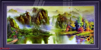 File tranh ảnh gốc Tranh sơn thủy thác nước phong thủy ST1635 dùng cho in khổ lớn