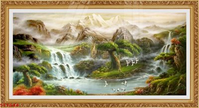 File tranh Tranh sơn thủy thác nước phong thủy ST1644 (gốc) chủ đề trẻ em