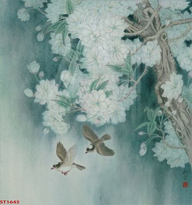 File gốc Tranh sơn thủy thác nước phong thủy ST1645 (in lụa) họa tiết 3D