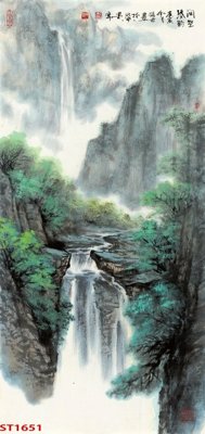 File in trần Tranh sơn thủy thác nước phong thủy ST1651 (bản gốc) phong cảnh