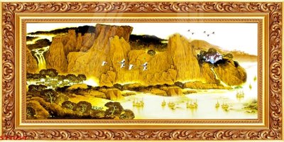 File gốc Tranh sơn thủy thác nước phong thủy ST1654 (in ấn) không giới hạn
