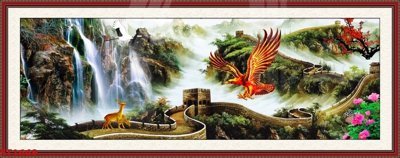 File gốc in ấn Tranh sơn thủy thác nước phong thủy ST1669 (sẵn sàng tải về)