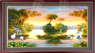 Hình ảnh file gốc Tranh sơn thủy thác nước phong thủy ST1692 (chất lượng cao)