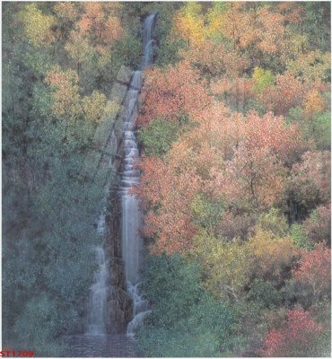 File tranh Tranh sơn thủy thác nước phong thủy ST1709 (gốc) in backlit film