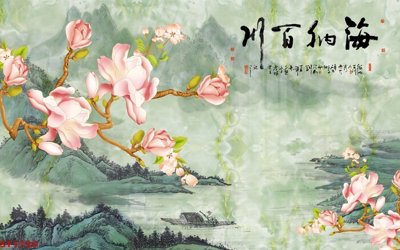 File tranh Tranh sơn thủy thác nước phong thủy ST1735 (gốc) phong cách tối giản