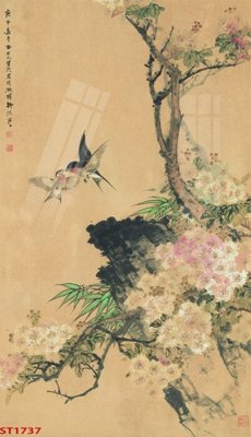 File in lụa Tranh sơn thủy thác nước phong thủy ST1737 (phong cảnh) Tranh sơn thủy thác nước phong thủy ST1737