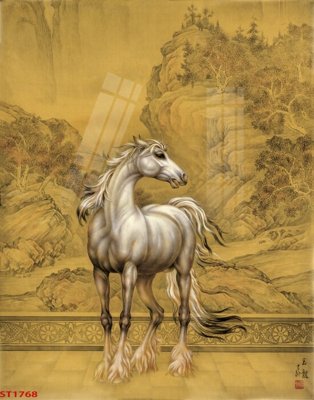 File tranh PSD Tranh sơn thủy thác nước phong thủy ST1768 chất lượng cao